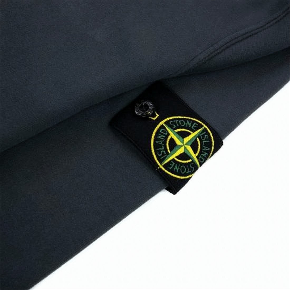 Stone Island Zip-Up Black Cotton Hoodie With Iconic Patch