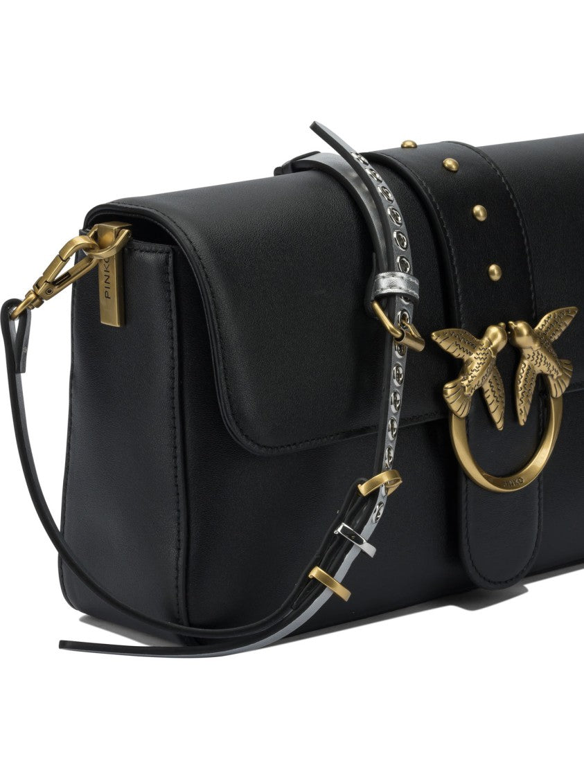 Pinko Black Leather Crossbody Bag