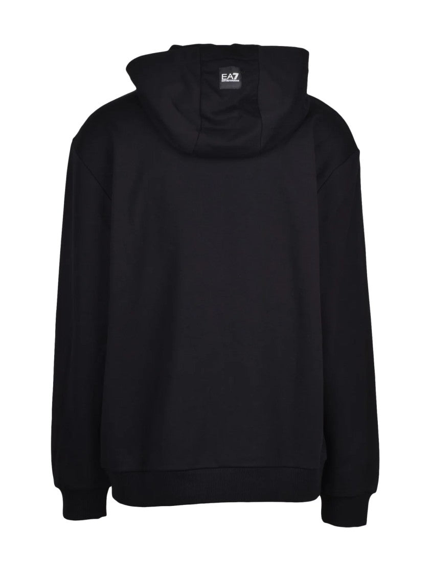 Ea7 Emporio Armani Black Graphic Print Cotton Hoodie