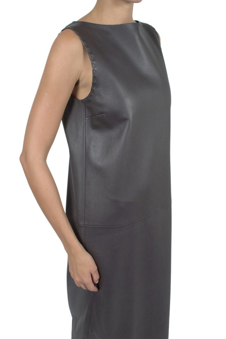 Fendi Grey Boat-Neck Deer Midi Dress
