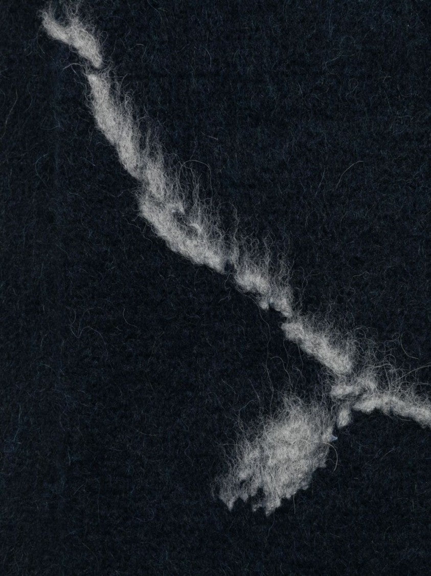 Dries Van Noten Navy Blue Abstract Pattern Rectangular Scarf