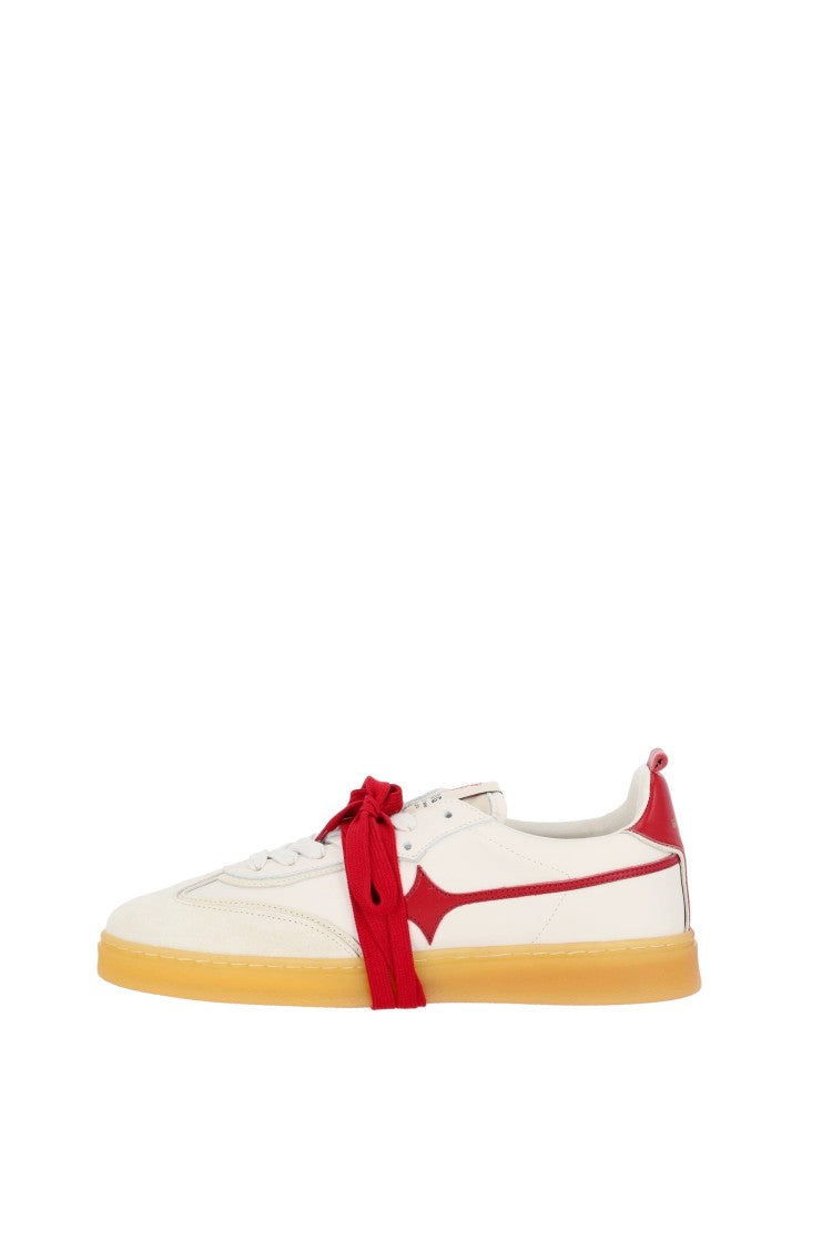 Garden Of God Earth Leather And Suede Red Detail Sneakers