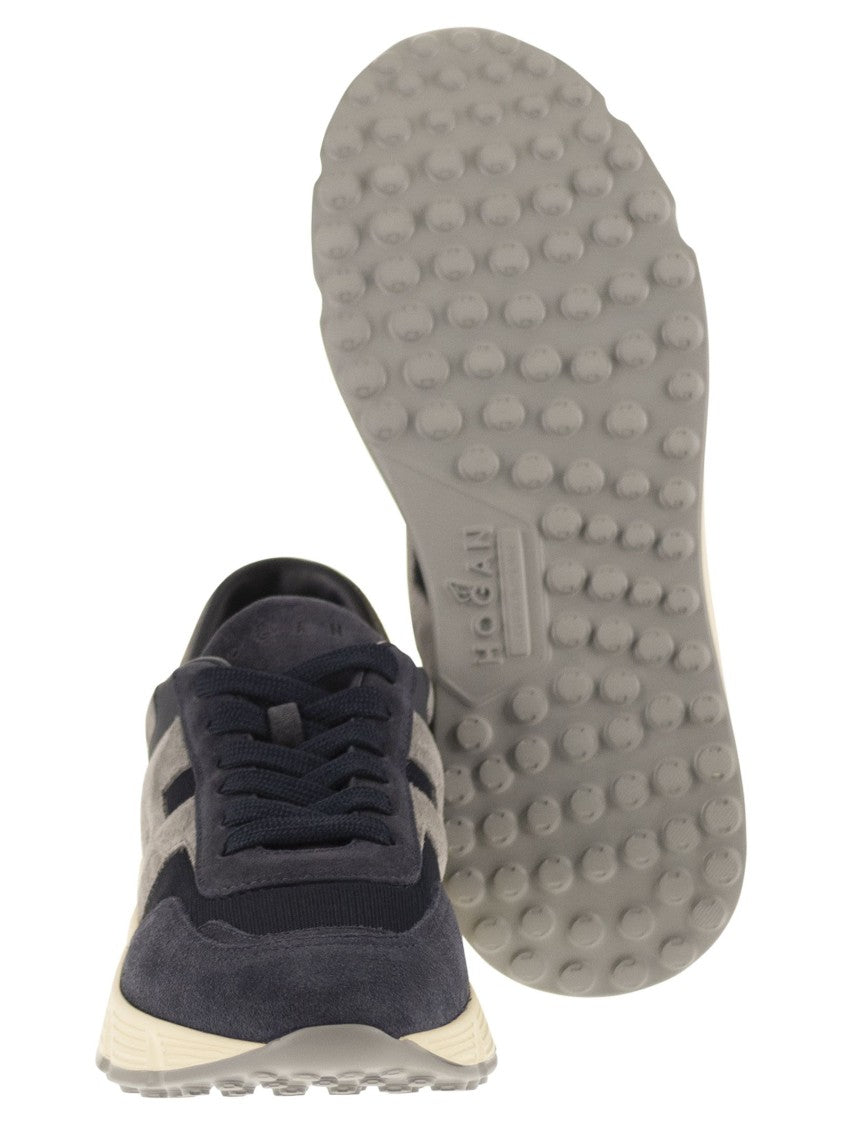 Hogan Agile Suede And Fabric Sneakers