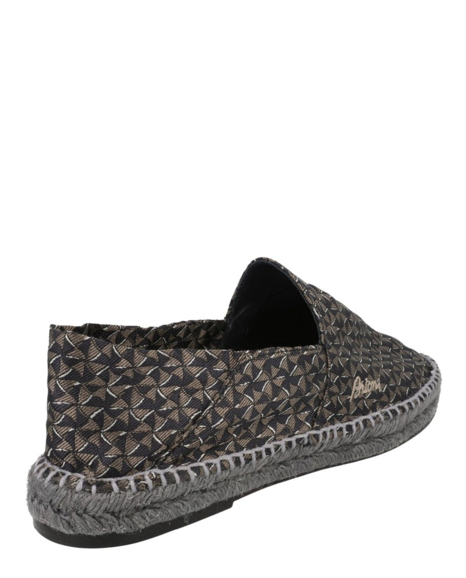 Brioni Patterned Slip-On Espadrilles With Block Heel And Embroidered Logo