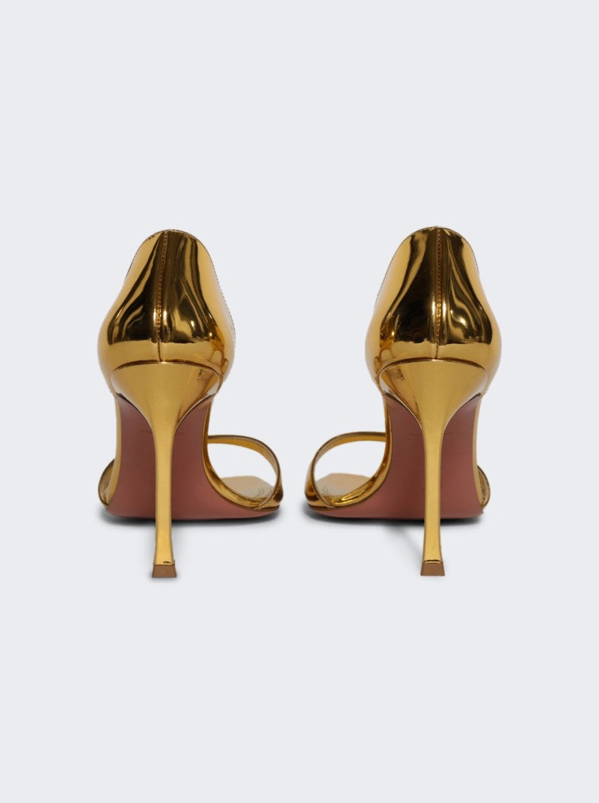 Amina Muaddi Agnese Sandal Gold Mirror Leather