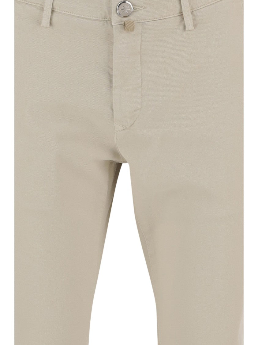 Jacob Cohen Ivory Stretch Cotton-Blend Slim Pants