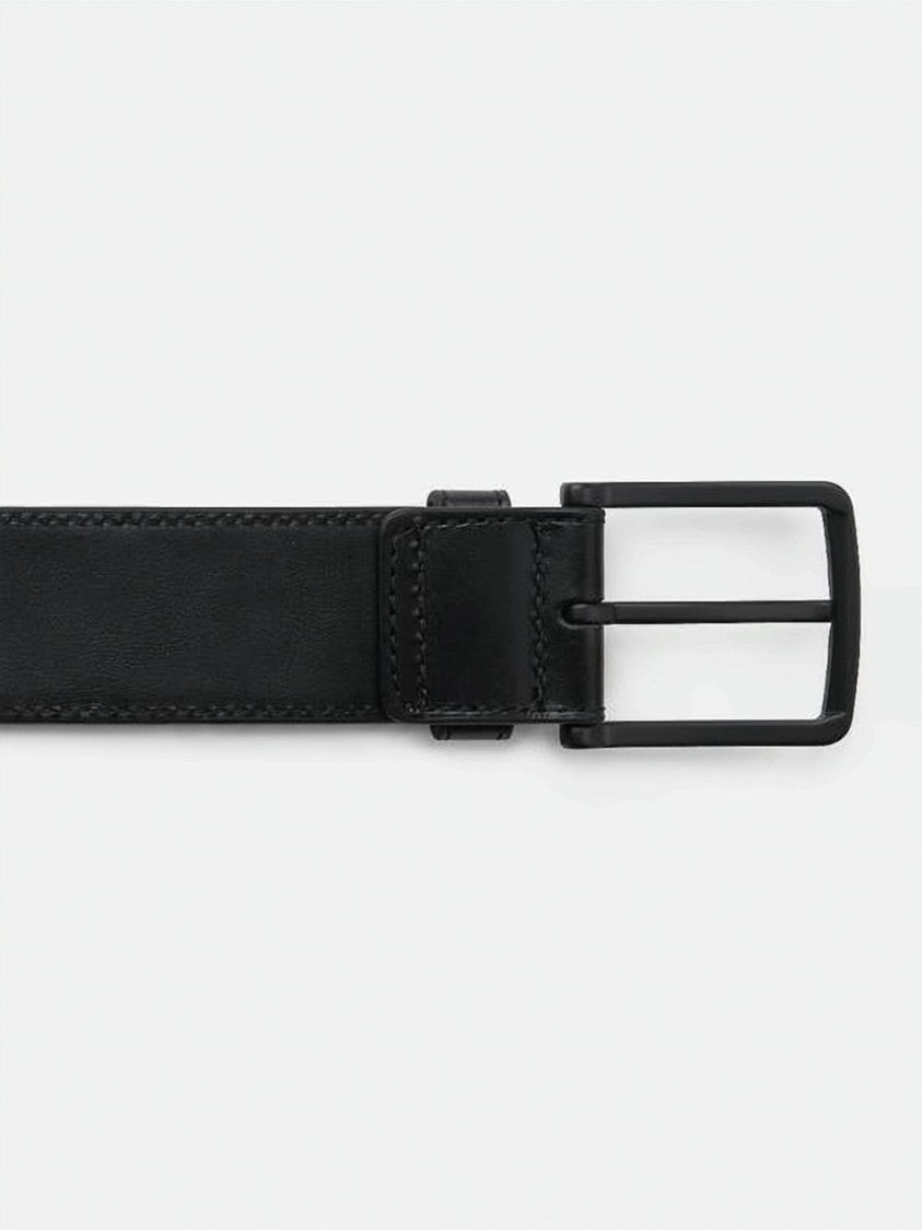 Bottega Veneta Woven Black Calf Leather Belt With Matte Buckle