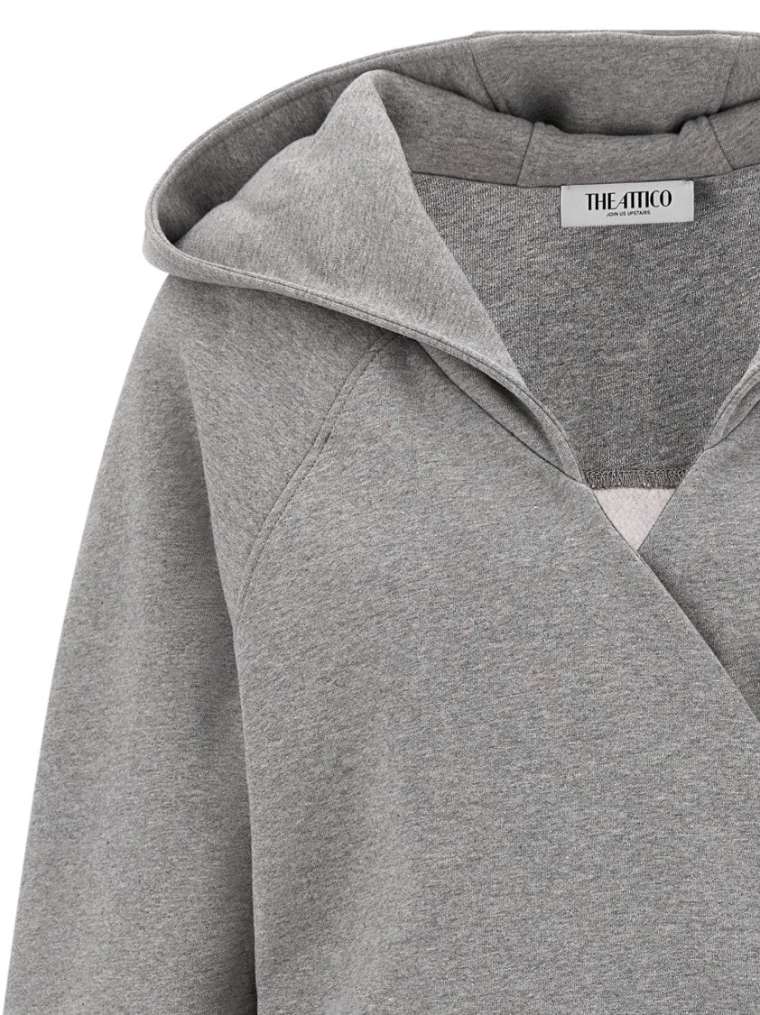 The Attico American Mélange Fleece Hooded Mini Dress
