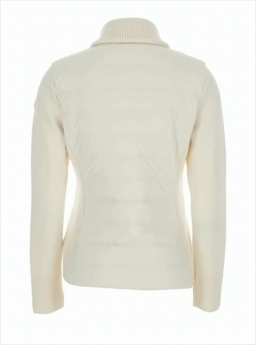 Moncler Quilted Padded Zip-Up Cardigan With Wool Sleeves