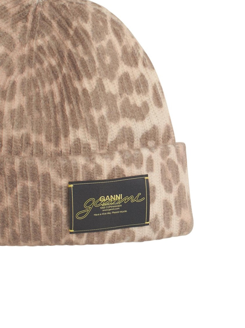Ganni Leo' Multicoloured Wool Blend Beanie