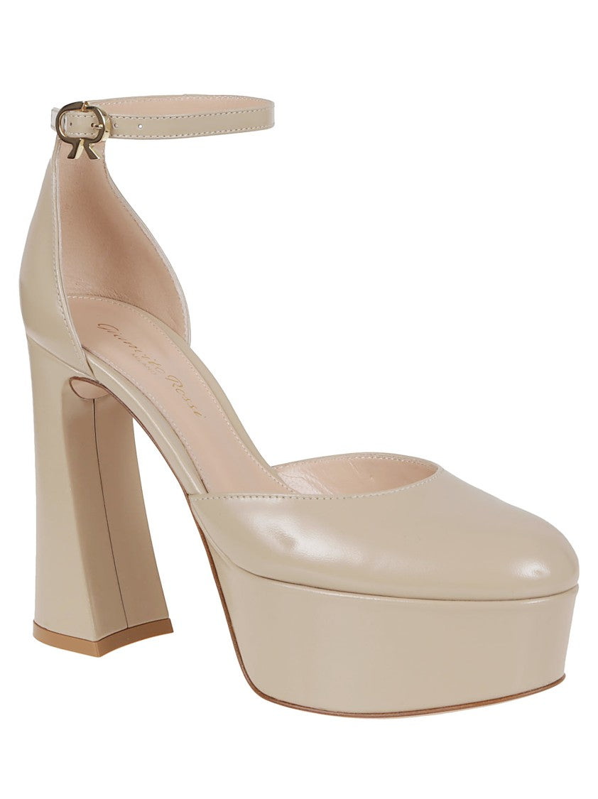 Gianvito Rossi Leather Sandal With Iconic Ribbon Buckle