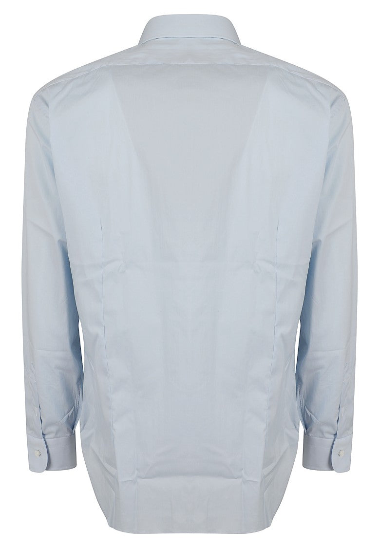 Barba Napoli Light Blue Spread Collar Smooth Cotton Shirt