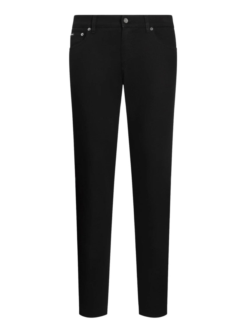 Dolce & Gabbana Slim Fit Black Jeans With Classic Five-Pocket Design And Logo Detail