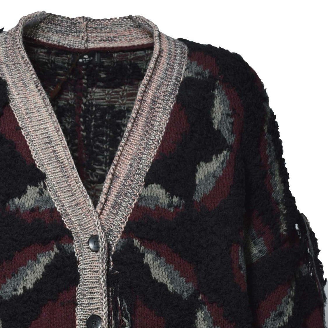 Etro Multicolor Wool Jacquard Cardigan With Fringes