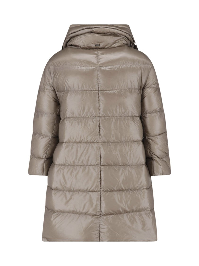 Herno Taupe Cleofe Zip-Up Fabric Puffer Jacket