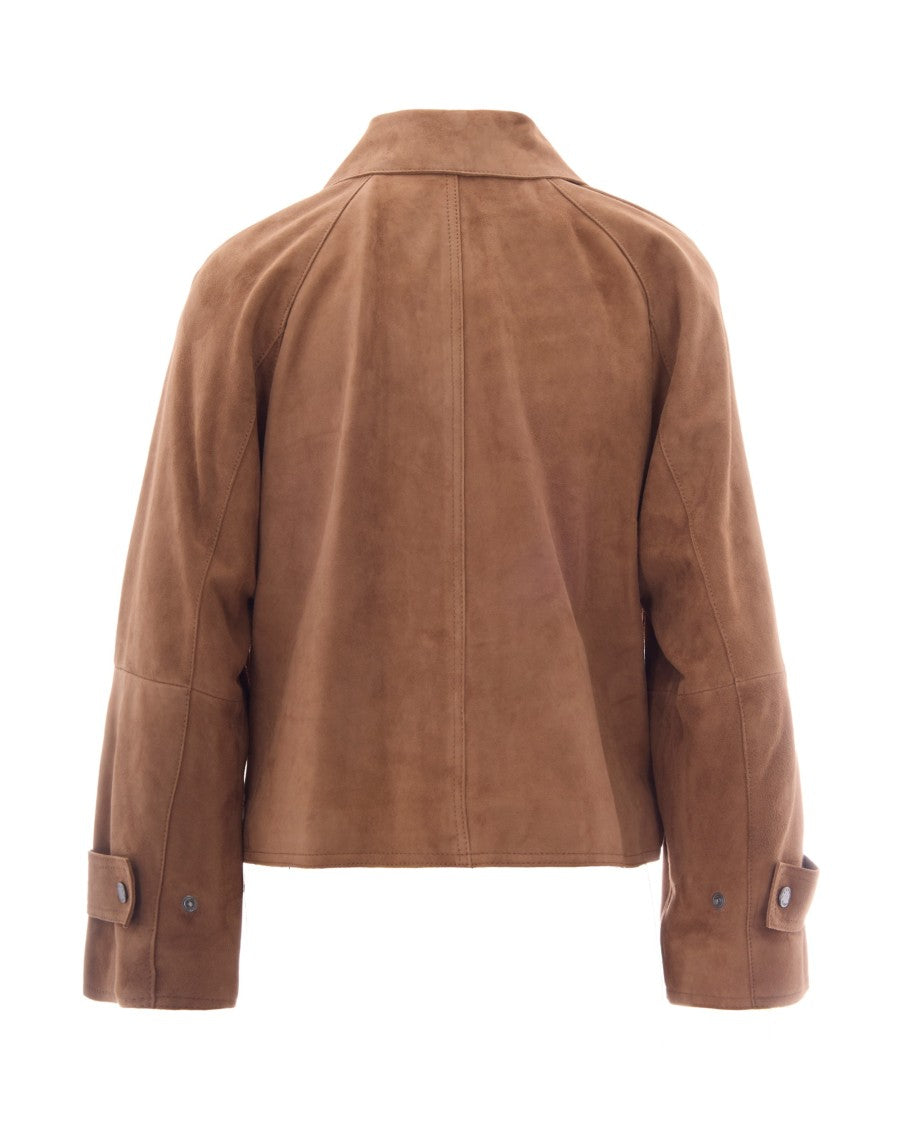 Max Mara Soft Suede Shirt Collar Raglan Sleeve Jacket