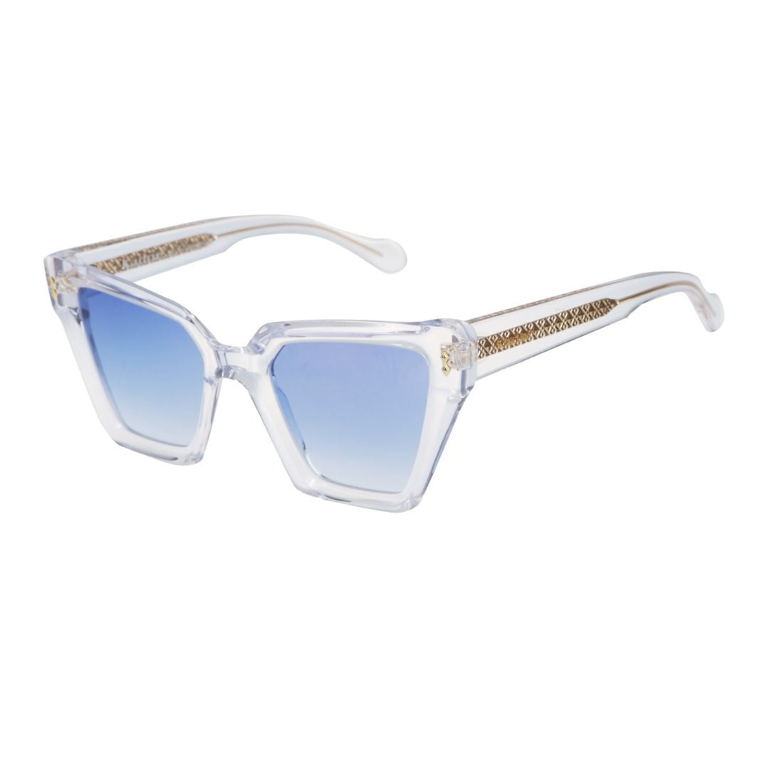 Kador Blue Vanessa Glamour Gold Gradient Angular Sunglasses