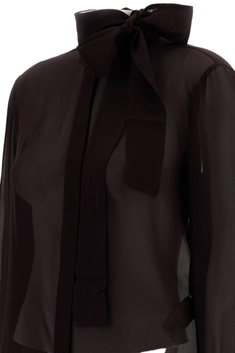7 For All Mankind Burgundy Tie-Bow Silk Shirt