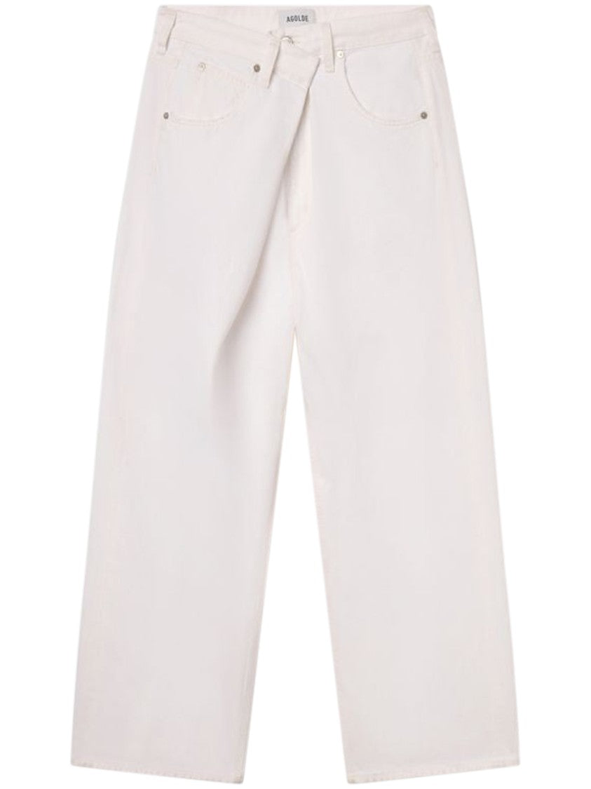 Agolde High-Waisted Wide-Leg Trousers In Light Neutral Tone