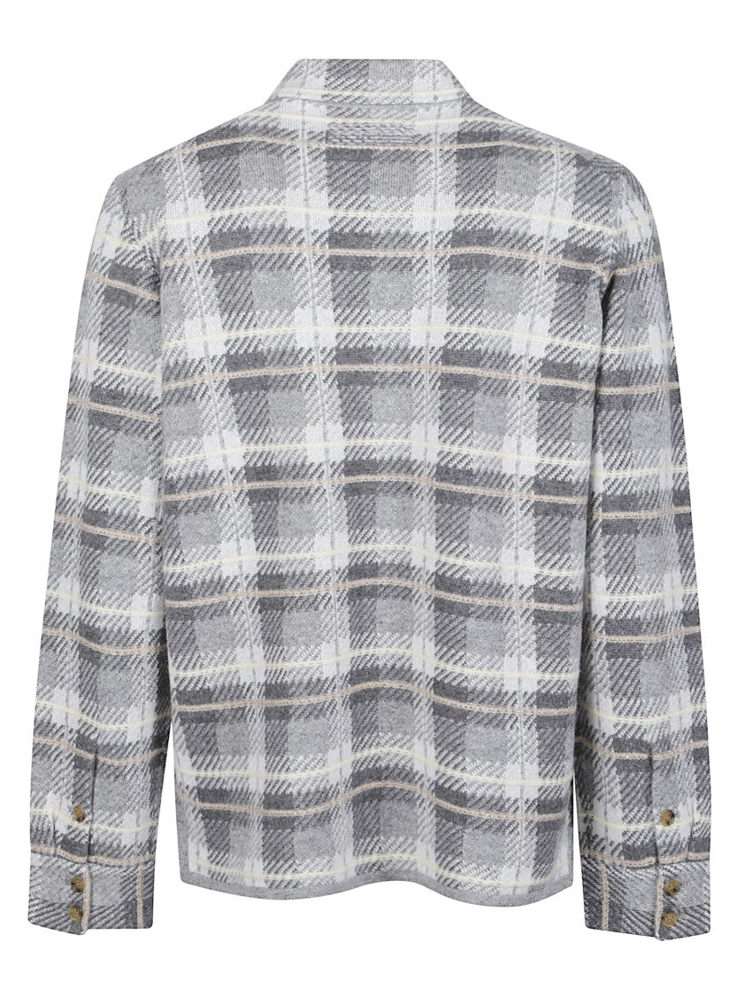 Guest In Residence Plaid Wooden Buttons Cashmere Work Shirt Jacket
