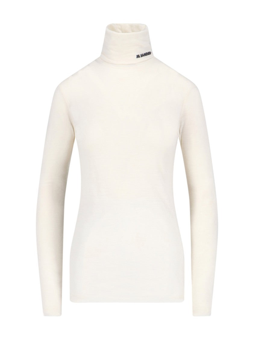 Jil Sander Logo Turtleneck – Cream