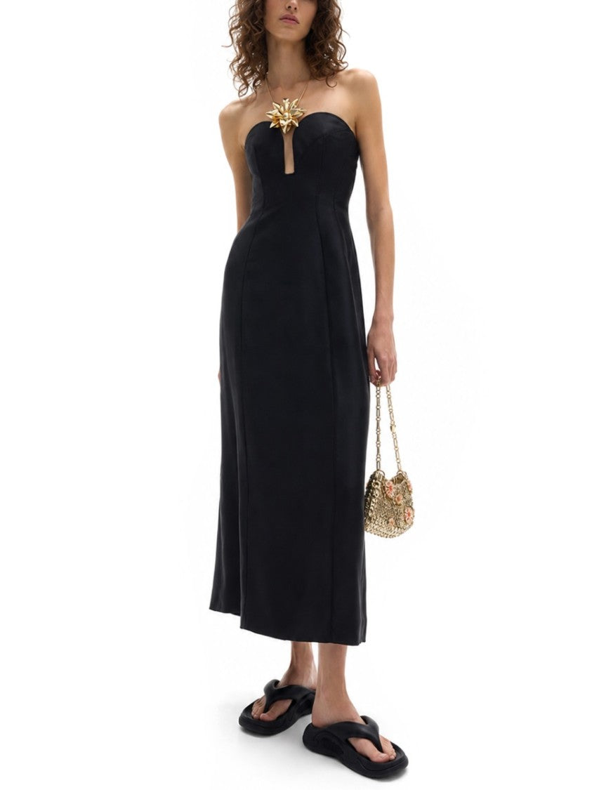 Rabanne Black Fitted Strapless Midi Dress