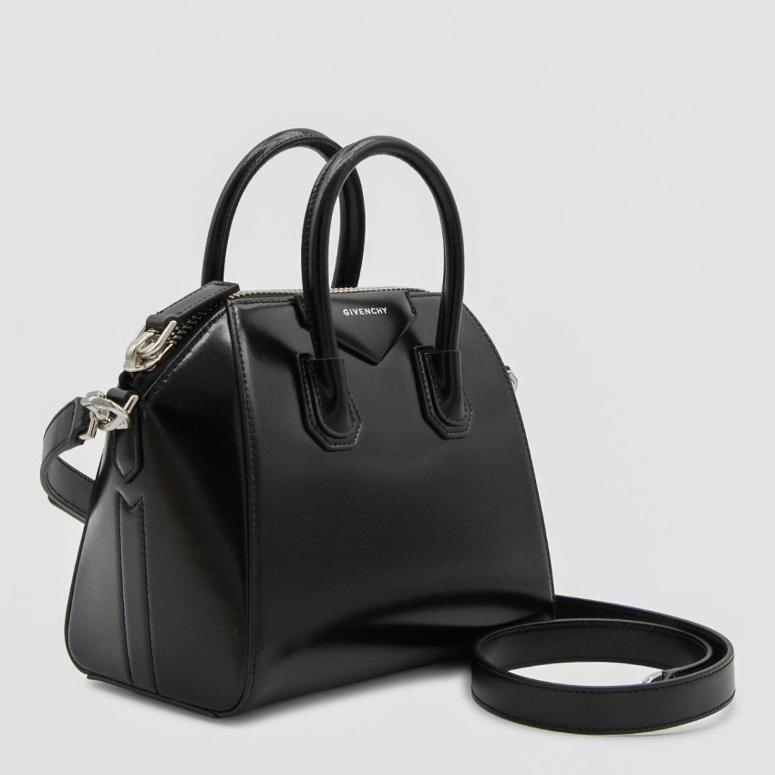 Givenchy Structured Black Leather Antigona Top Handle Bag