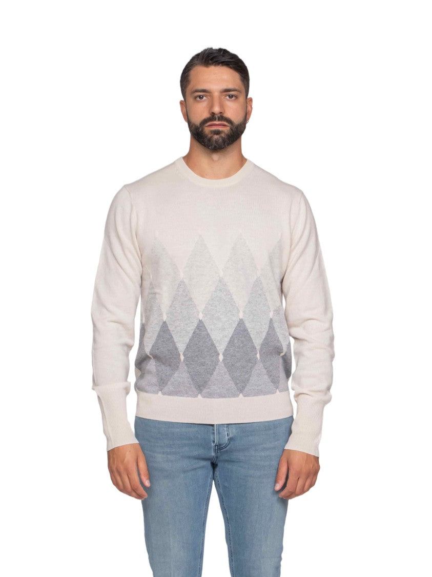 Ballantyne Argyle Pattern Long-Sleeve Crew Neck Sweater