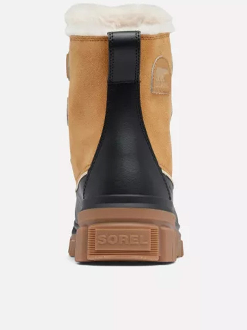 Sorel Ankle-High Rugged Tan Suede Boots With Faux Fur Lining