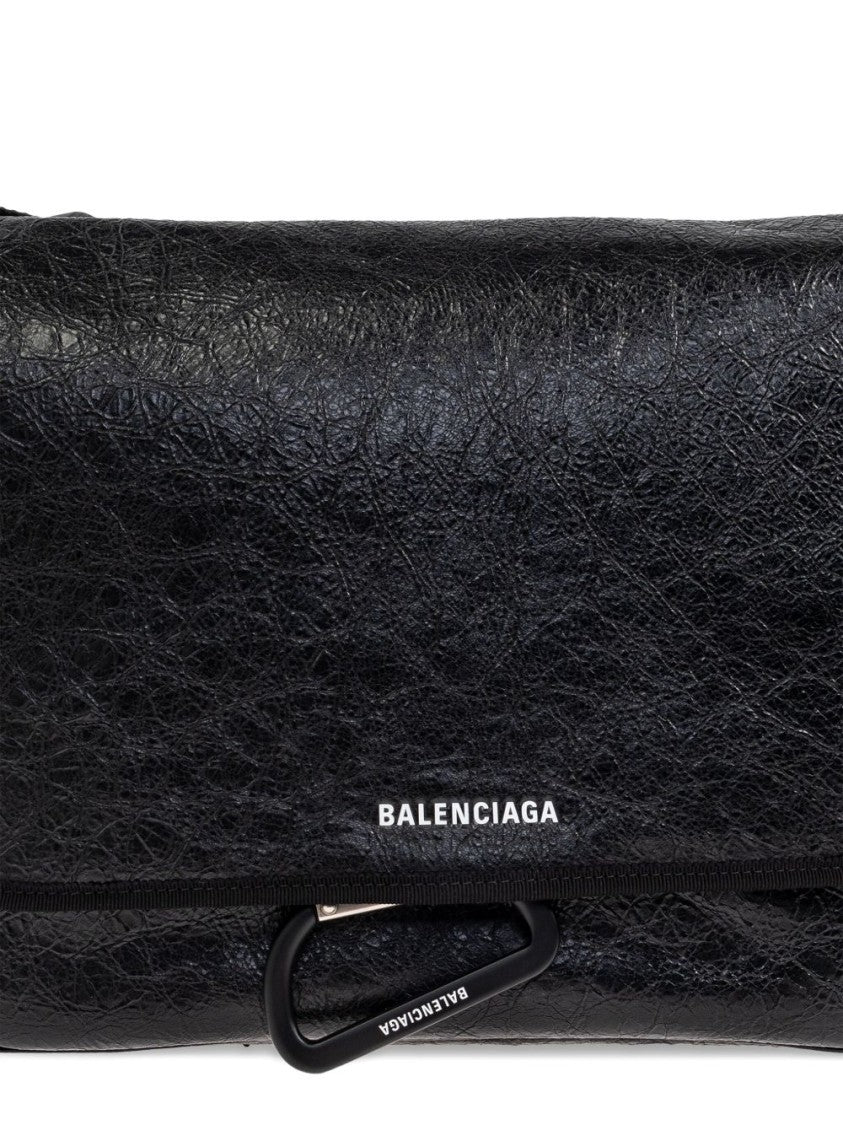 Balenciaga Textured Flap Closure Shoulder Bag With Spacious Interior