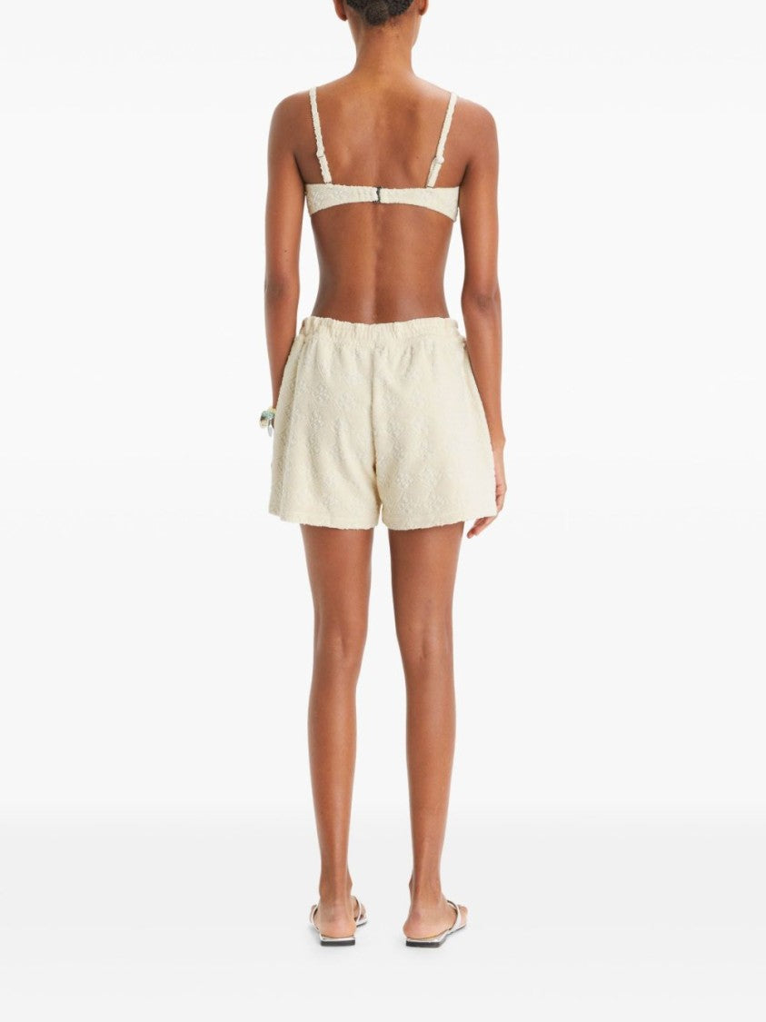 Tory Burch White Jacquard Logo Shorts