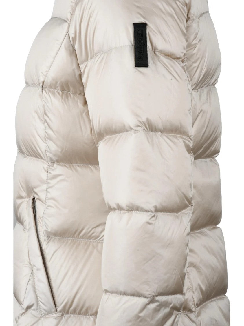 Bomboogie Black Quilted Nylon Long Down Jacket