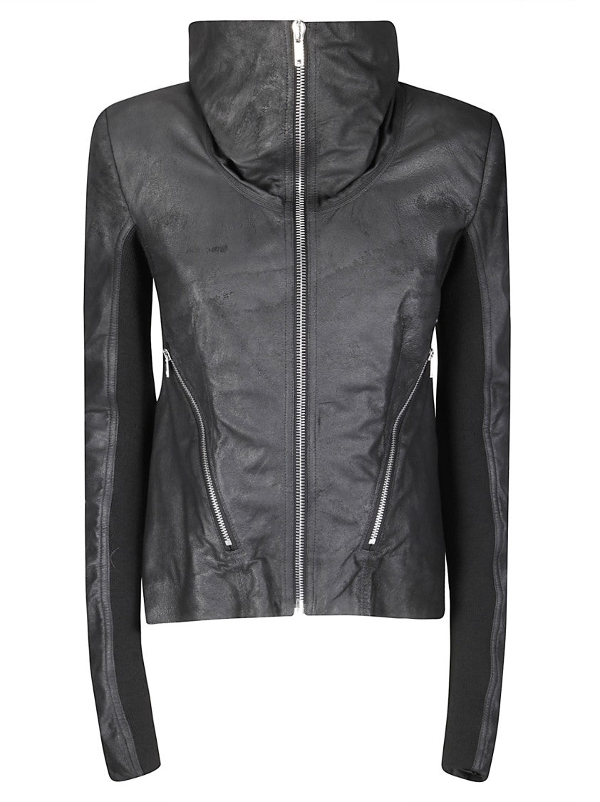 Rick Owens Tailored Black Lamb Leather Jacket With Padded Shoulders