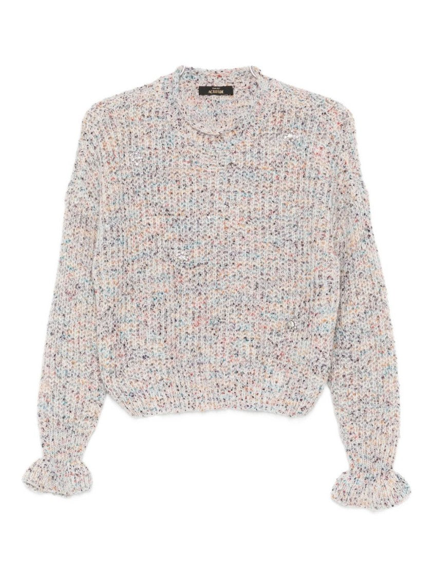 Twin-Set Textured Knit Sweater With Ruffled Edges