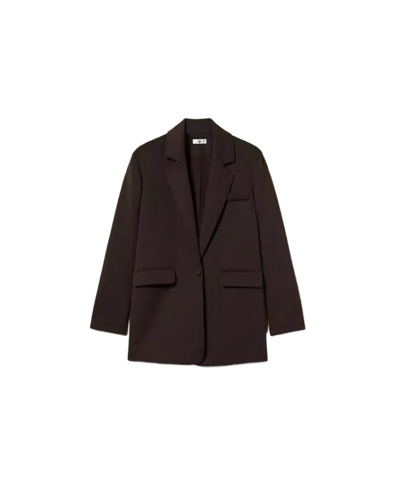 Twinset U&B Brown Scuba Notched Lapel Overline Blazer