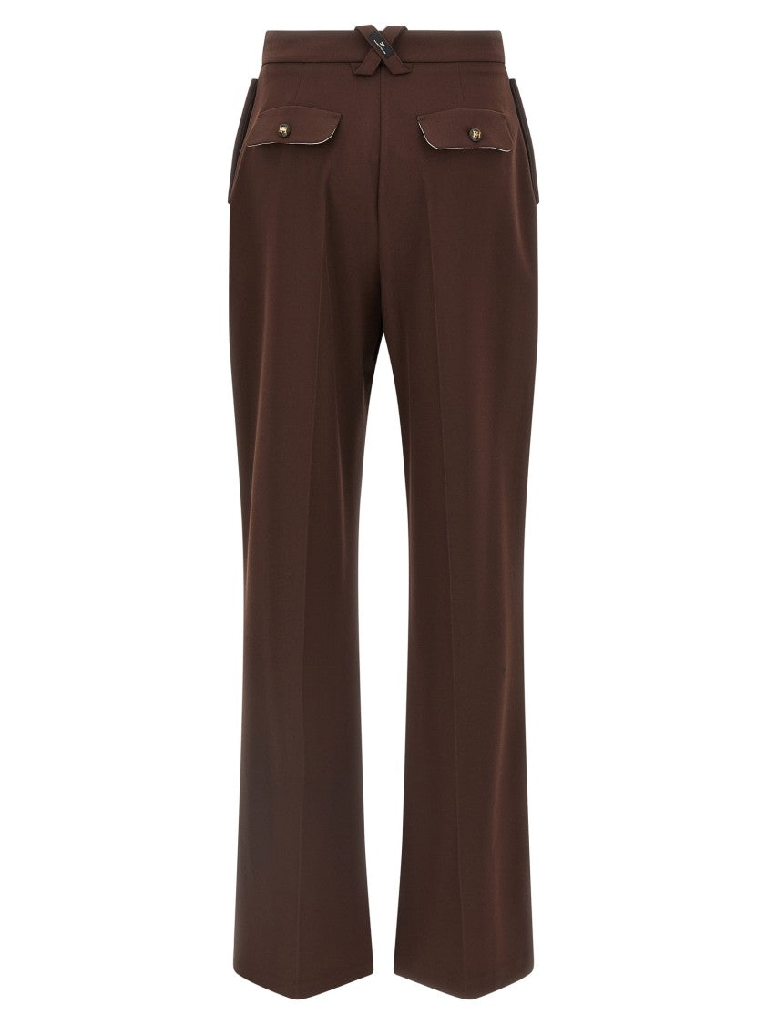 Elisabetta Franchi Palazzo Pants With Wide Leg Silhouette And Front Pinces
