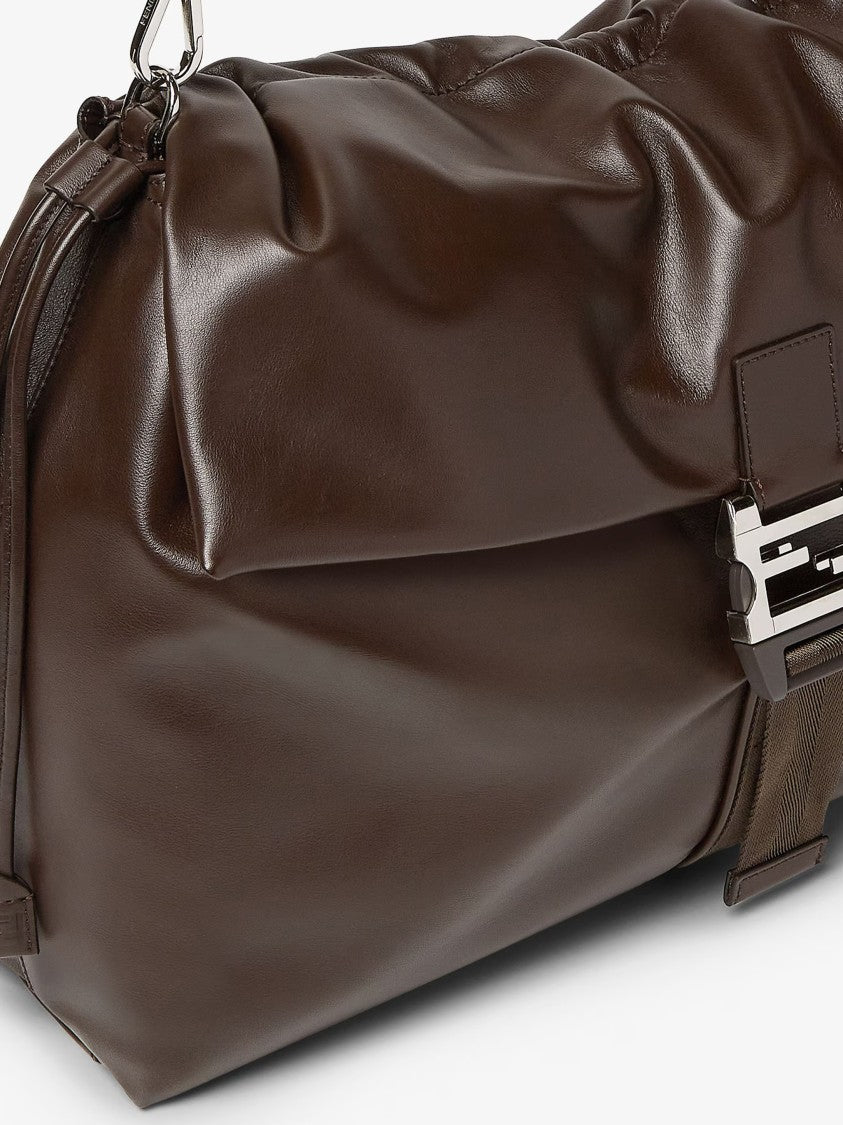 Fendi Mamma Baguette Ruched Brown Leather Bag
