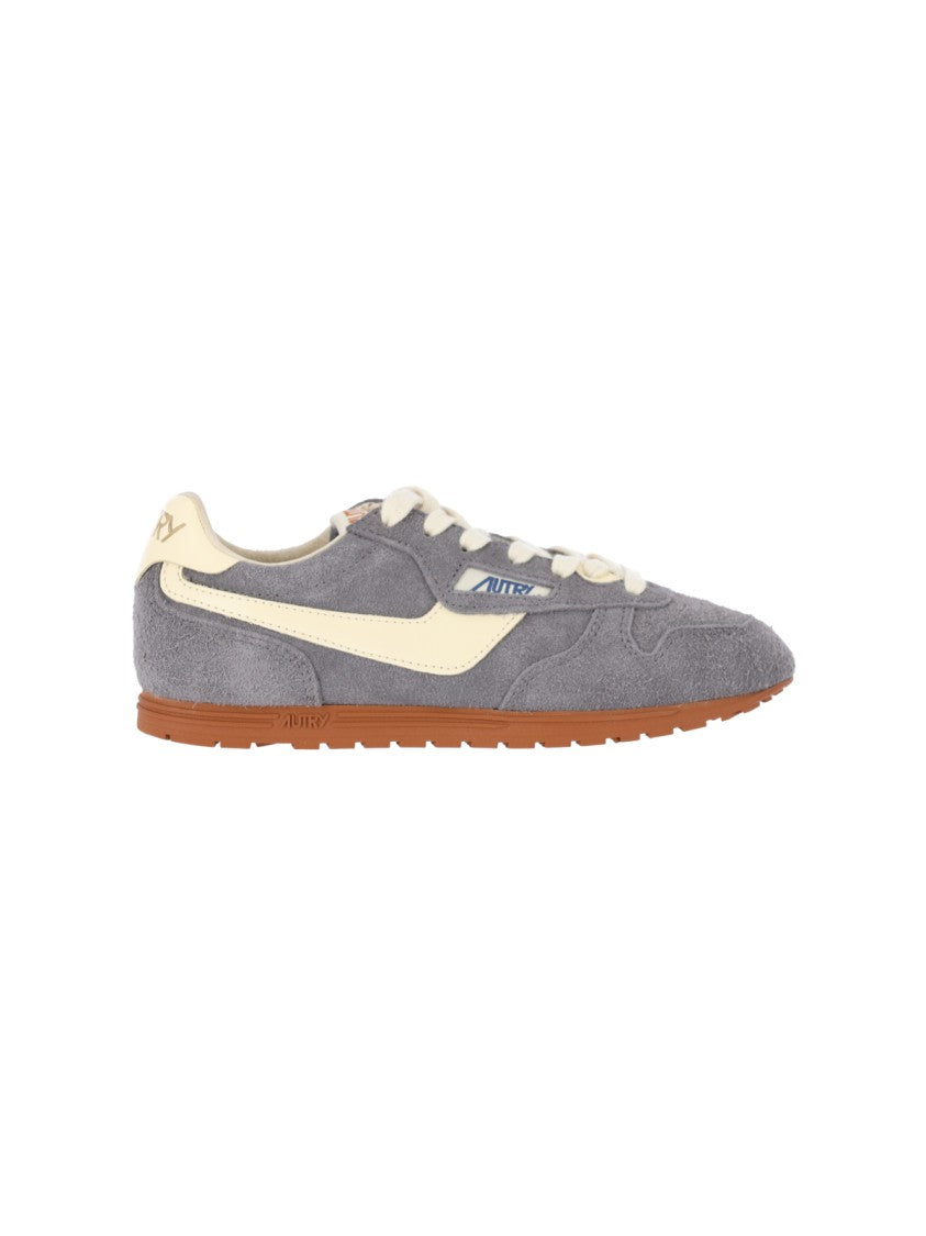 Autry Low-Top Grey Suede Sneakers With Contrast Detailing