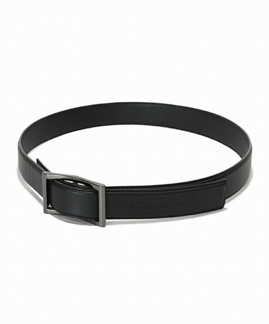 Mark&Lona Black Cowhide Belt With Rectangular Buckle