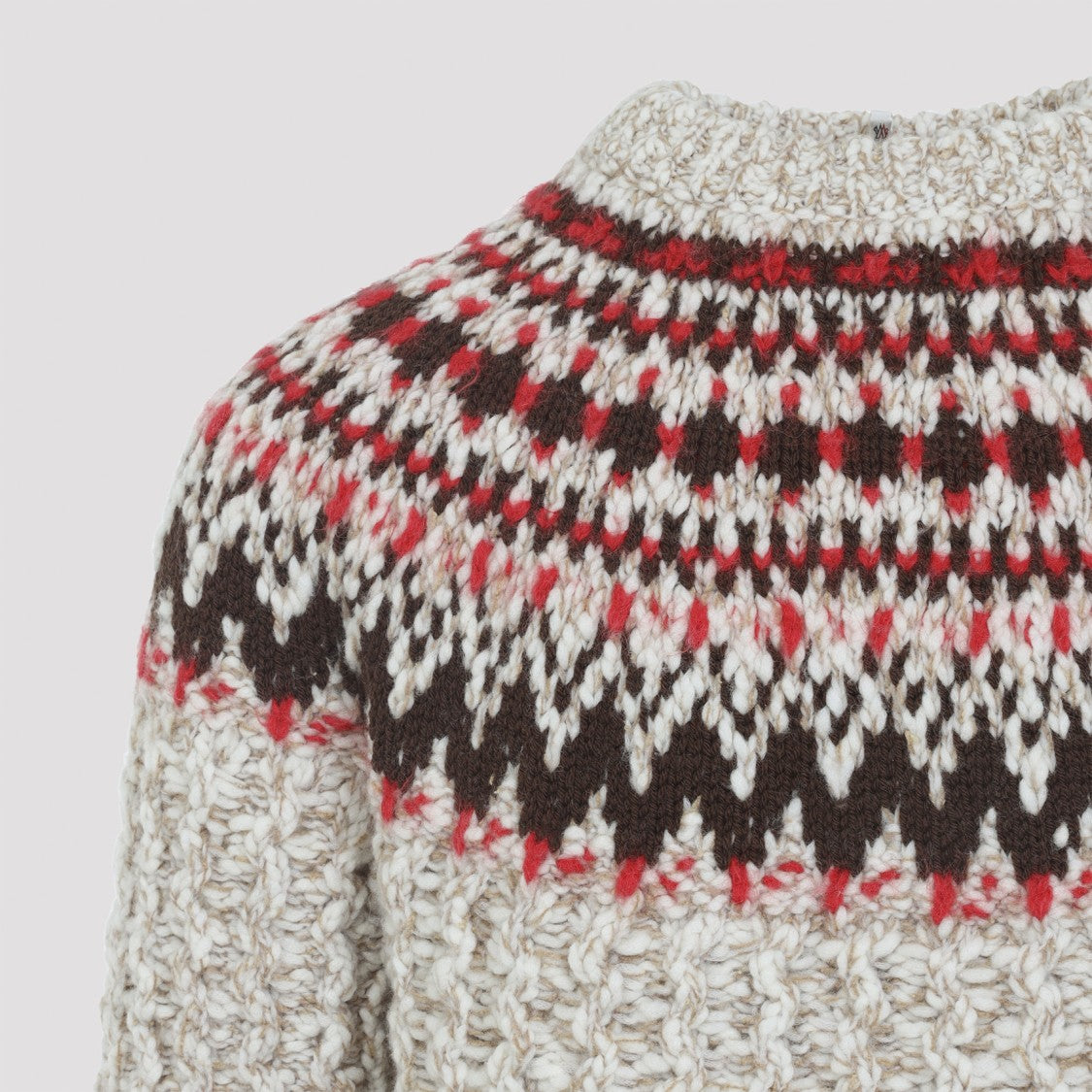 Moncler Grenoble Light Beige Virgin Wool Crew Neck Sweater