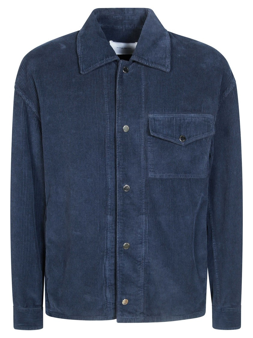 Paolo Pecora Blue Corduroy Boxy Button-Down Shirt