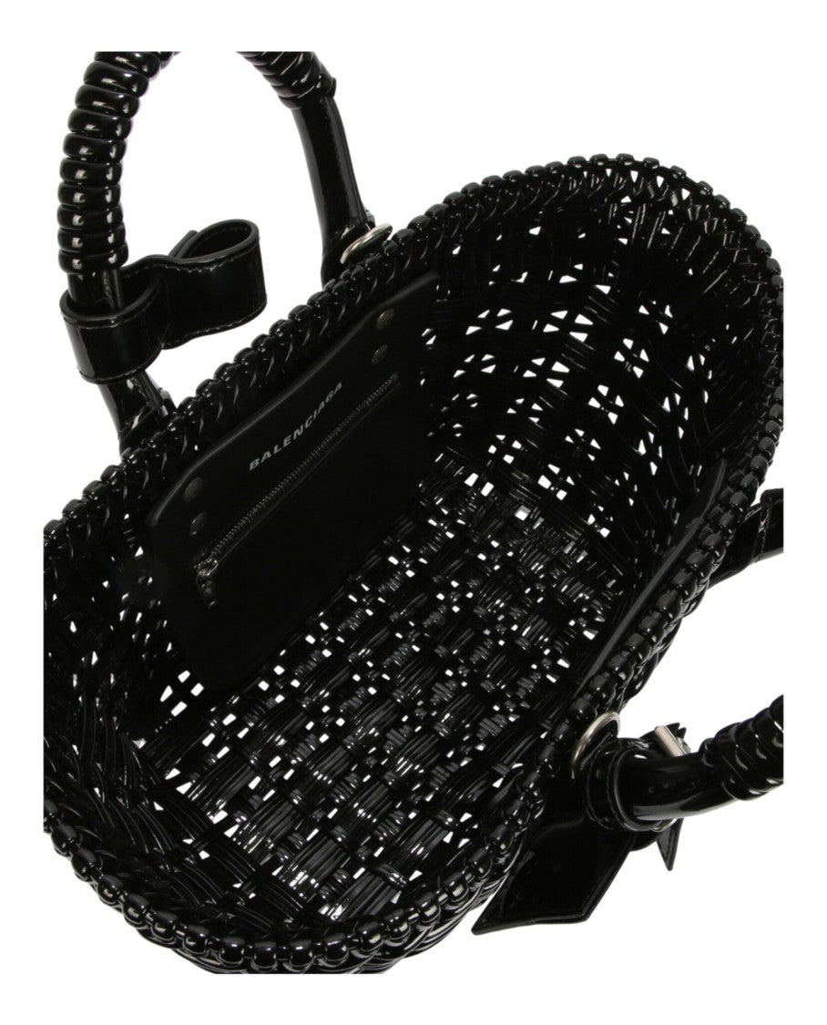 Balenciaga Basket-Style Tote Bag With Detachable Shoulder Strap And Glossy Finish