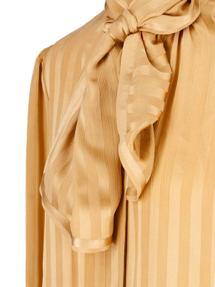 Saint Laurent Beige Lavallière Silk Blouse