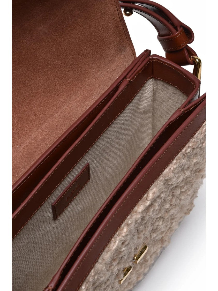 A.P.C. Brown Leather Clasp Shoulder Bag