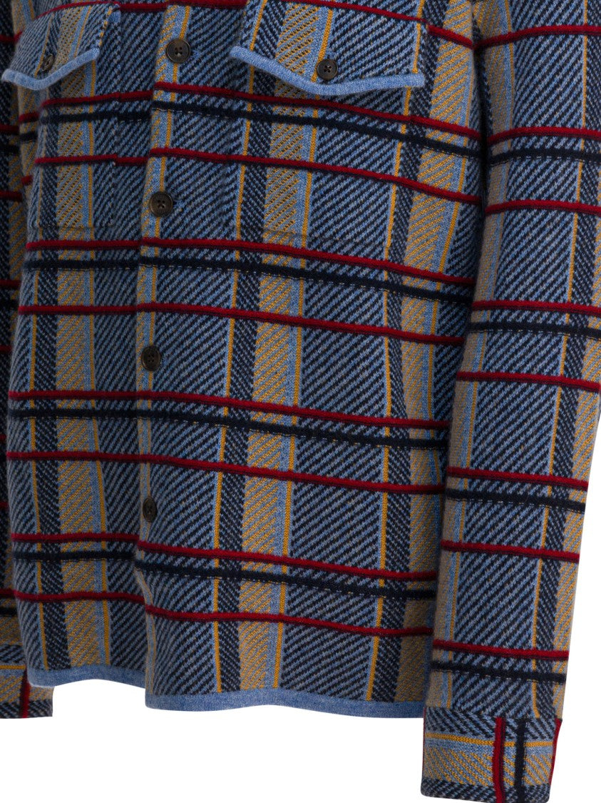Guest In Residence Classic Plaid Cashmere Shirt With Button-Up Front