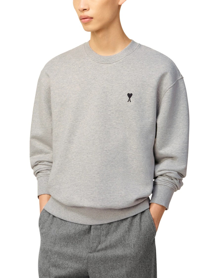 Ami Classic Crewneck Sweater With Ribbed Cuffs