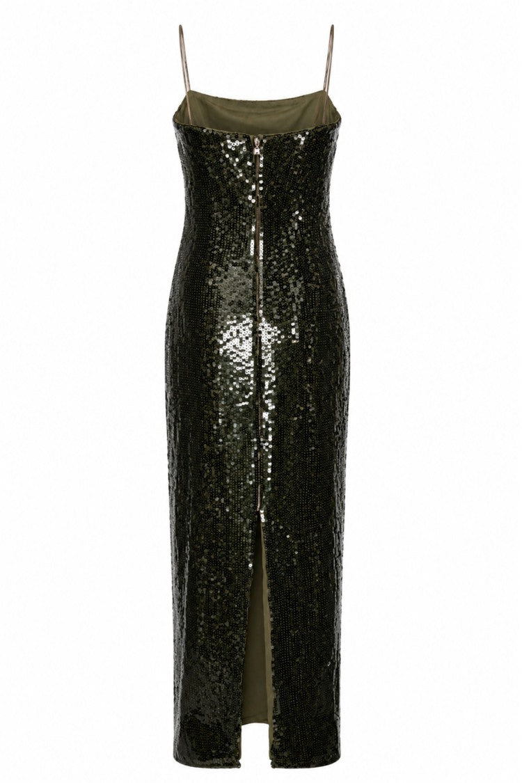 Rotate Sequins Floor-Length Slit Polyester Long Evening Dress