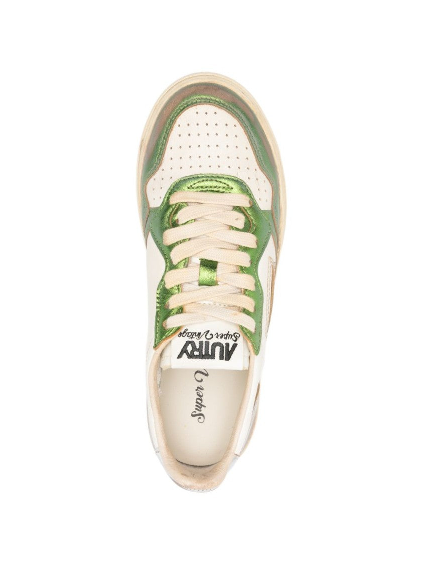 Autry White Perforated Silver Heel Sneakers