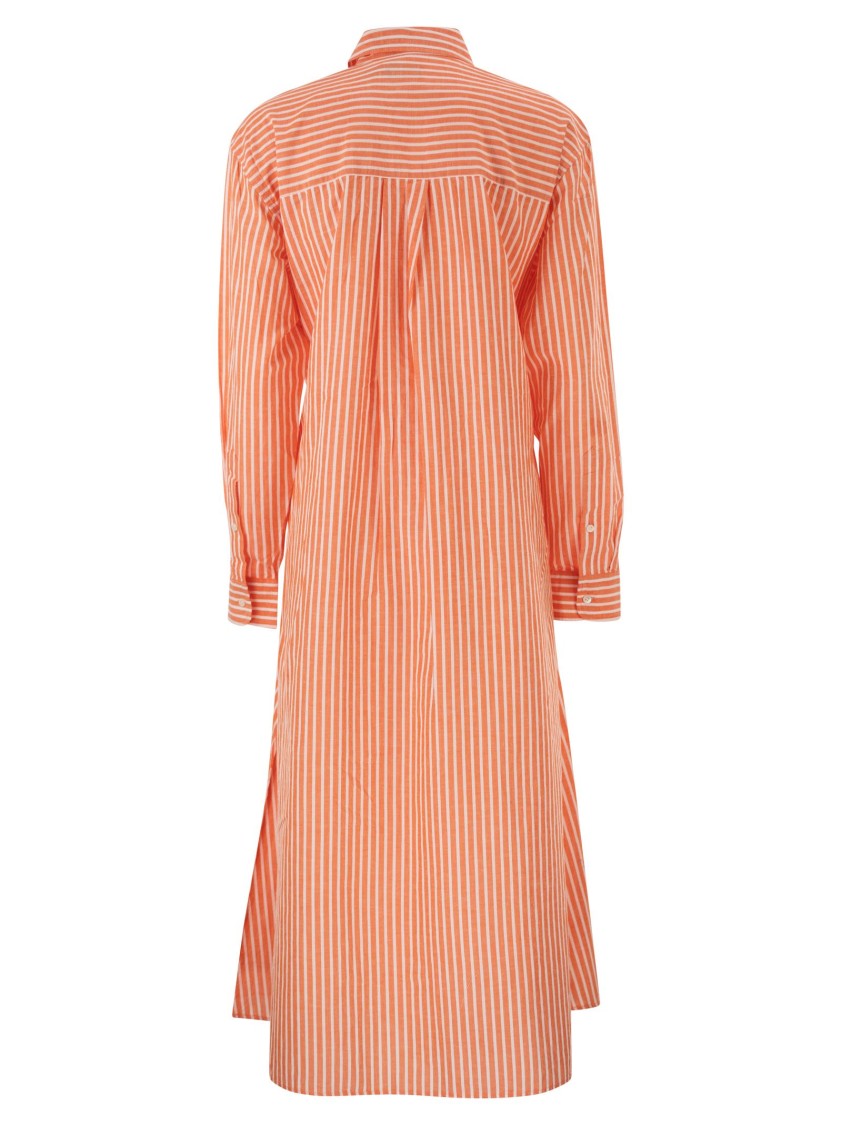 Polo Ralph Lauren Striped Linen Cotton Shirt Dress With Drawstring