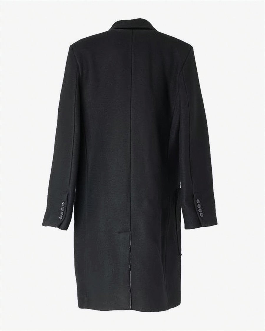 Ami Tailored Black Wool Long Coat